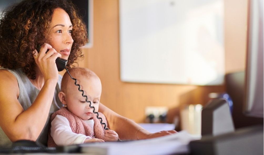 working at home with a baby