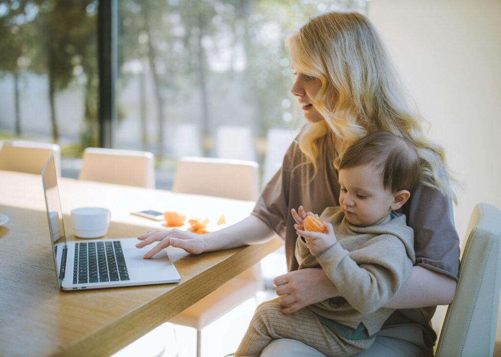 Work-from-home mum organising moving into a new home