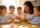 work at home mom gives children gummy vitamins