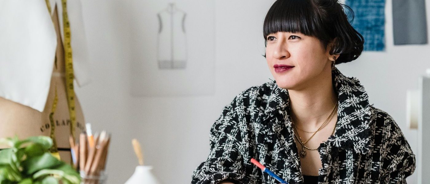 Creative designer working on side hustle from home