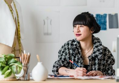 Creative designer working on side hustle from home