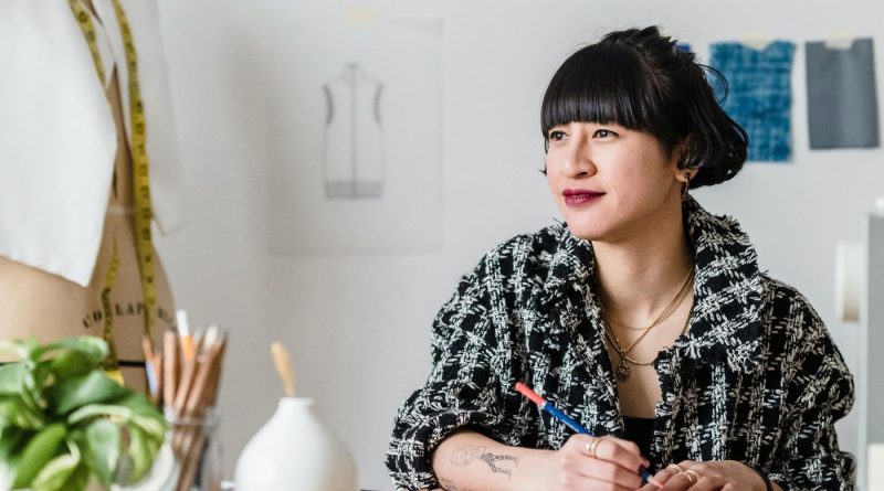 Creative designer working on side hustle from home